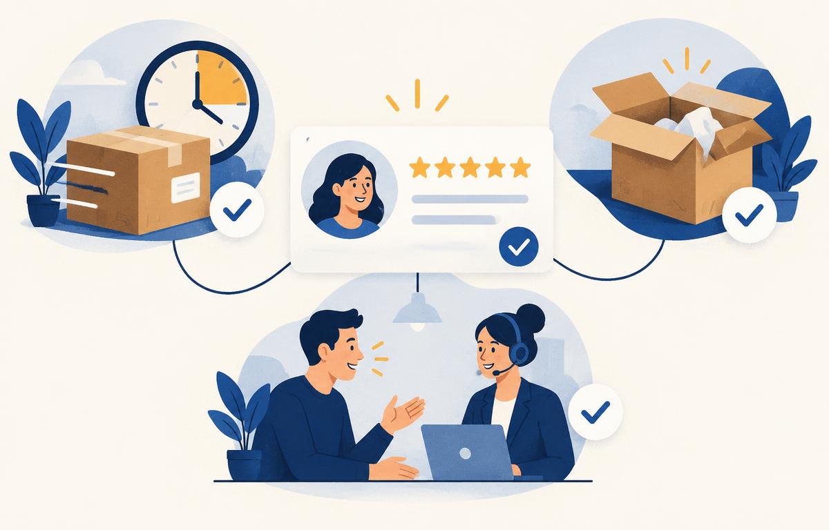 Examples of delivery, product and customer service complaints being resolved